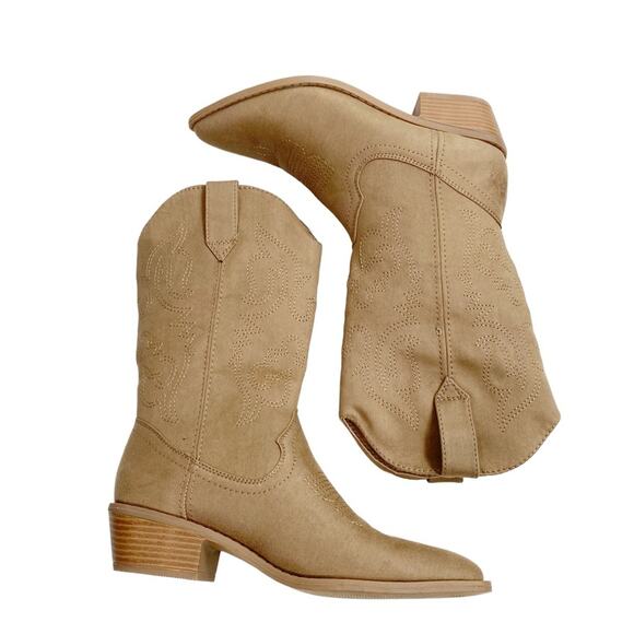 MADDEN GIRL Silverton Western Pull On Faux Leather Boots In Tan Fab - Picture 7 of 9